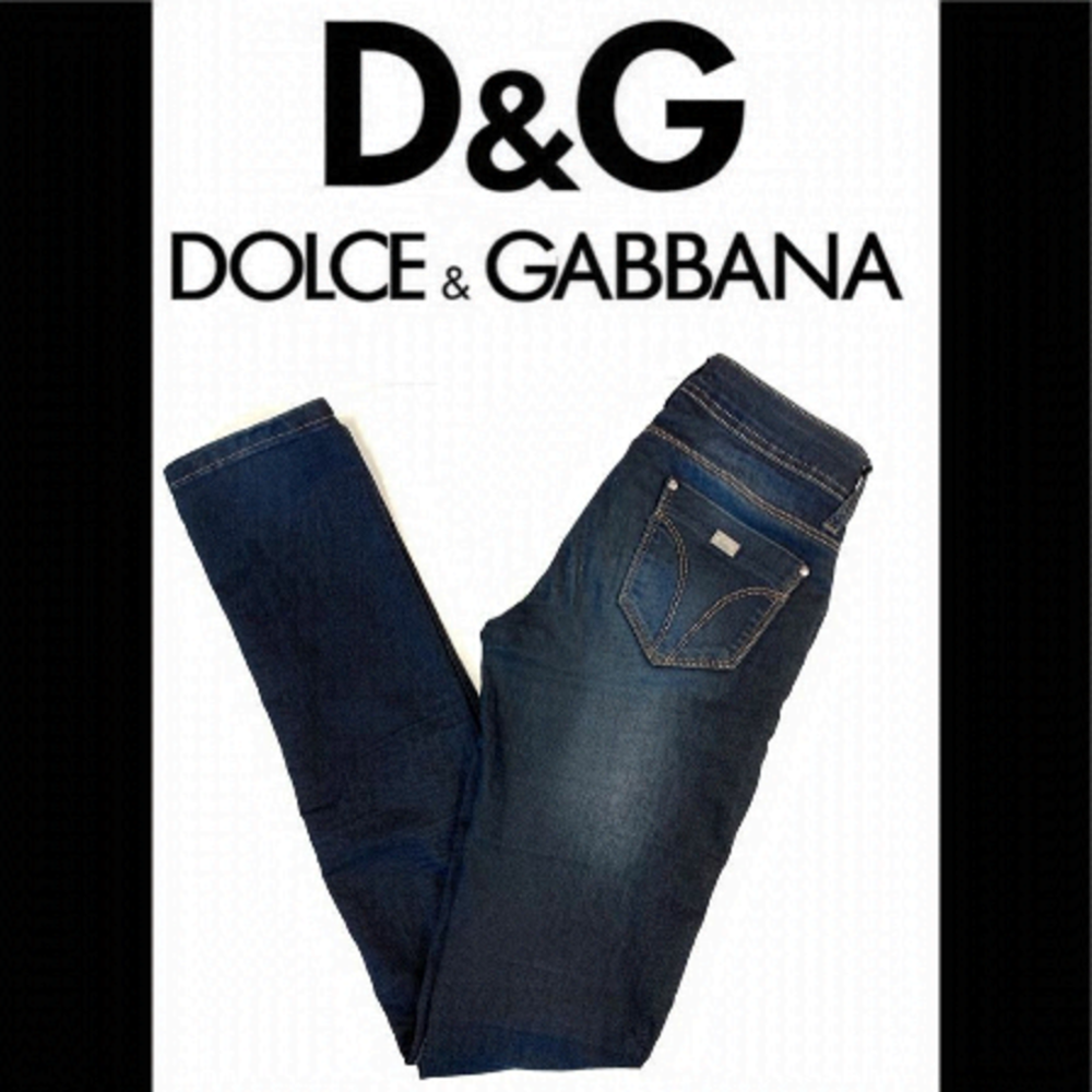 D&G Dolce & Gabbana blue slim fit skinny low rise denim jeans